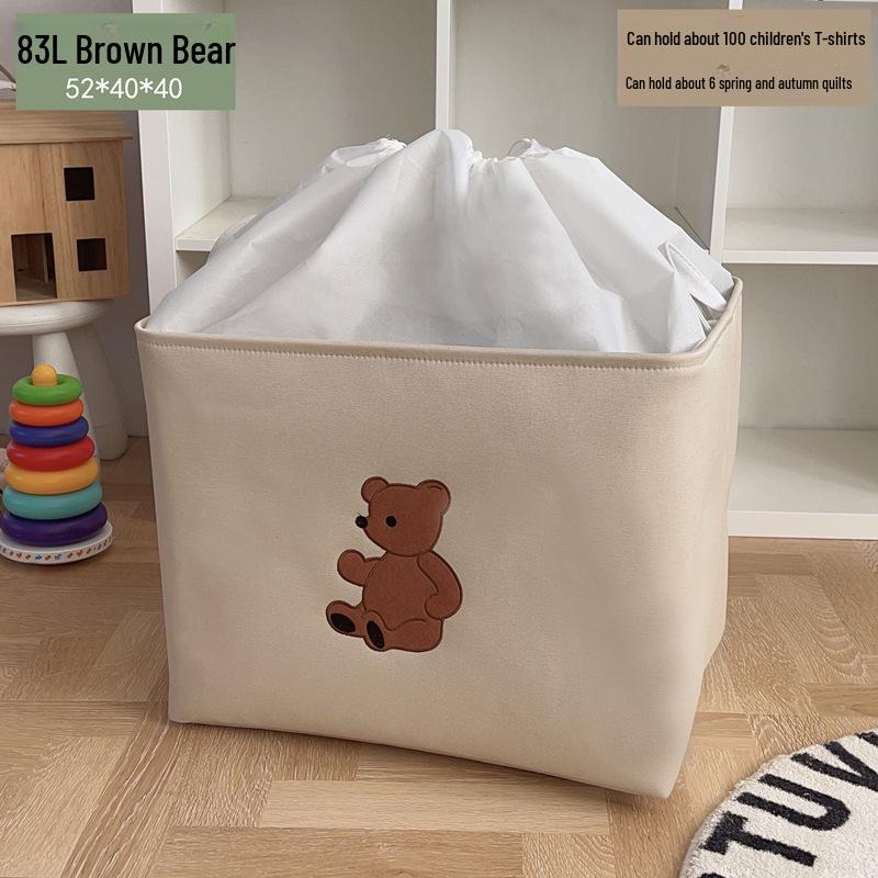 Large-Capacity Cartoon Fabric Storage Box for Toys & Clothes - Dustproof & Portable Wardrobe Organizer