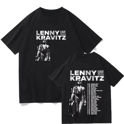 Lenny Kravitz Live2026 Koszulka Graficzna Męska Bawełniana Koszulka Wysokiej Jakości Modny Męski Top z Krótkim Rękawem Styl Muzyki Punkowej Streetwear