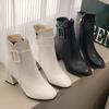 Women Autumn Winter New Chelsea Ankle High Heel Boots Fashion Party Sexy Chunky Pumps Zipper Casual Ladies Shoes
