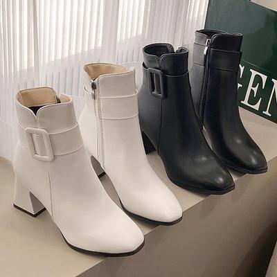 Dames Herfst Winter Nieuwe Chelsea Enkelhoge Hak Laarzen Mode Feest Sexy Dikke Pumps Rits Casual Dames Schoenen