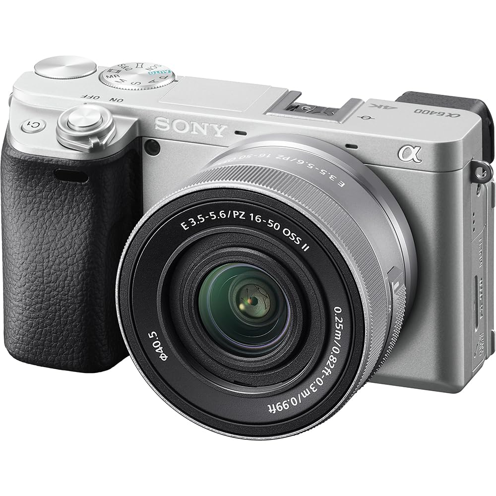 Sony Mirrorless Camera with Power Zoom Lens Kit SELP16502 Silver SQ Interchangeable Lens 6400K Silver 6400 (Includes Lens) ILCE-6400K APS-C