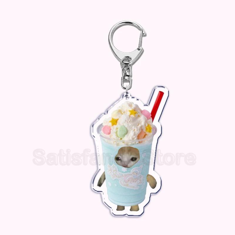 Creative Banana Cat with Heart Keychain for Accessories Bag Pendant Food Fruit Happy Cats Key Chain Ring Keychains Jewelry Gift