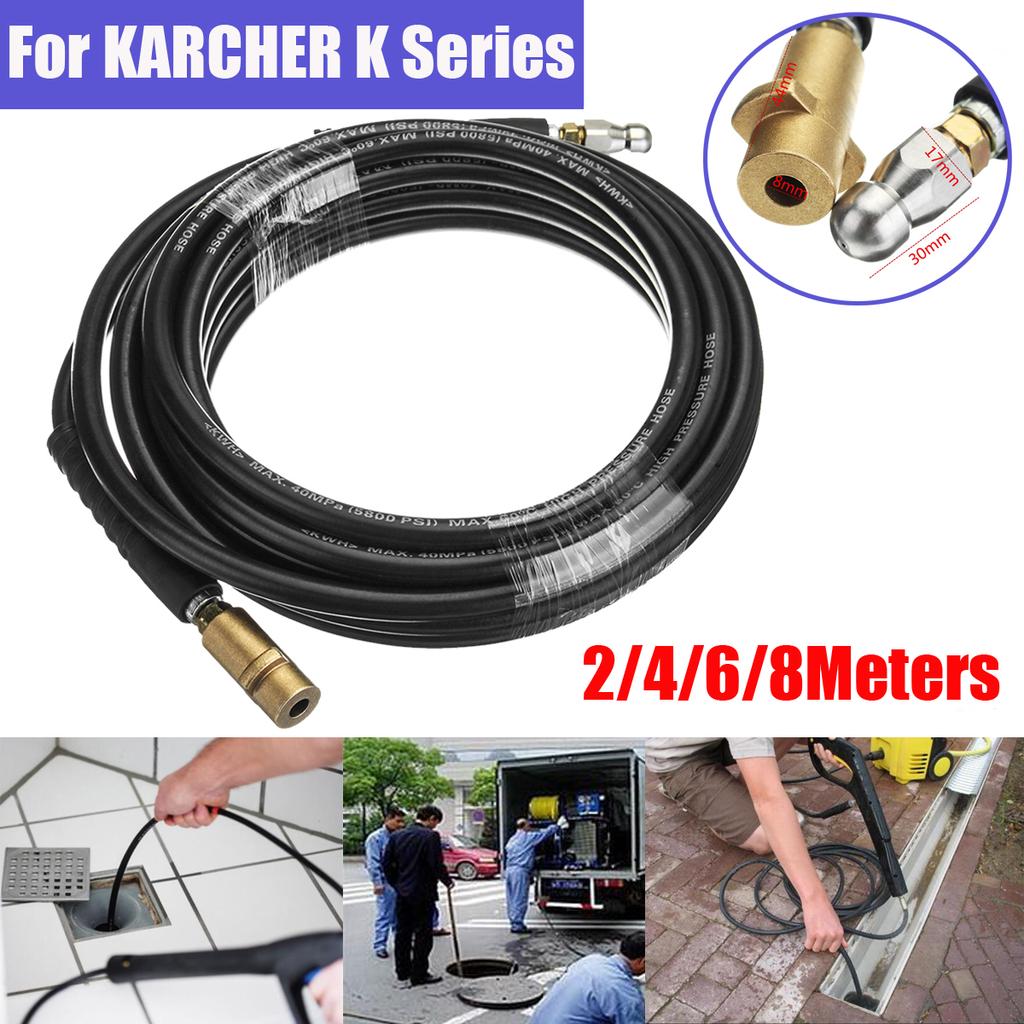 Manguera de Limpieza de drenaje 8m con Boquilla de Rotativo-Karcher K3 Serie Lavadora a Presión