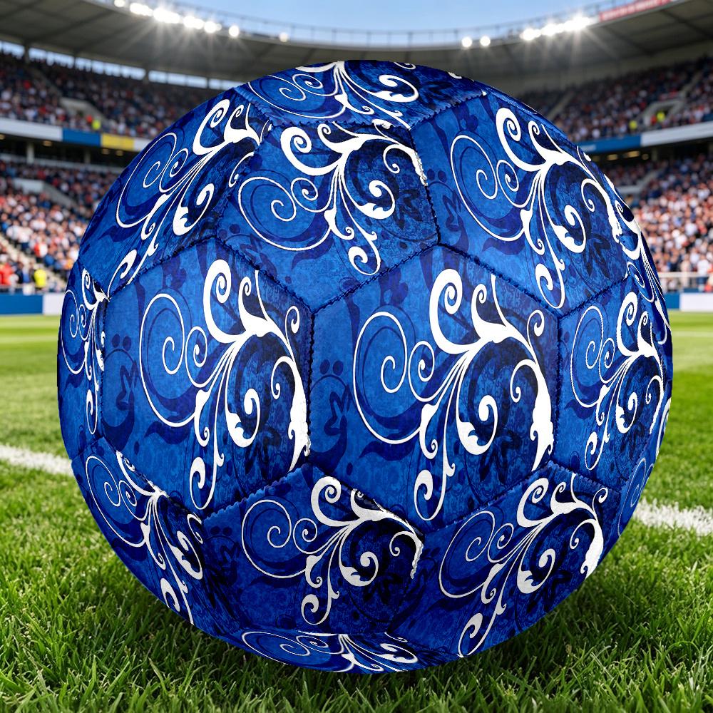 1PC Blue Swirls Flourishes Soccer Ball Size 5 Football Machine Sewn Indoor/Outdoor Universal Football n42