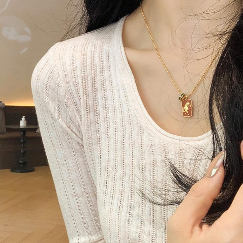 Simple Pearl Beaded Necklace Pendant Collarbone Chain Retro Beads Choker  Party