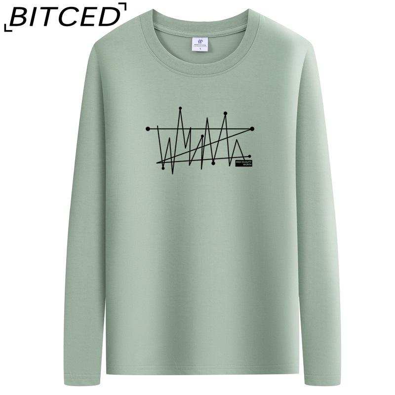 

BITCED Men s Spring and Autumn Slim Trend Long-sleeved T-shirt Versatile O-neck Bottoming Shirt XXXXXL синій