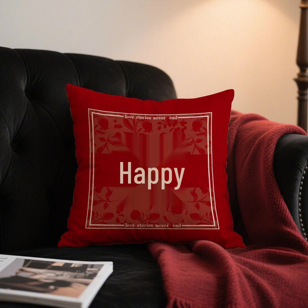 Double Happiness Red Throw Pillows - Festive Wedding Cushions for Living Room and Sofa Decoration