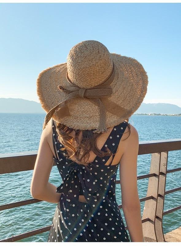Ins Internet celebrities Celebrity Big Edge Lafite Hat Fashion Temperament Big Eaves Beach Hat Shade Sunscreen Hat