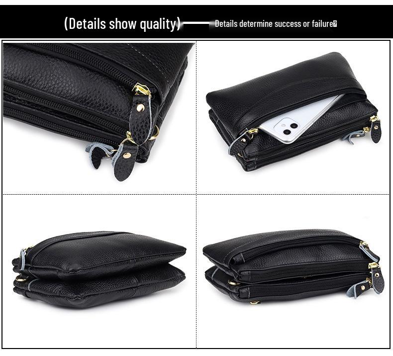 Women's Genuine Leather Multi-Compartment Crossbody Clutch Bag
