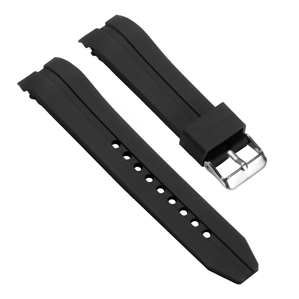 

22mm 24mm 26mm Silicone Strap for Seiko Rubber Waterproof Watchband Sport Universal Wristband for Men Women Watch Accessories 22mm&Silver Buckle чорний