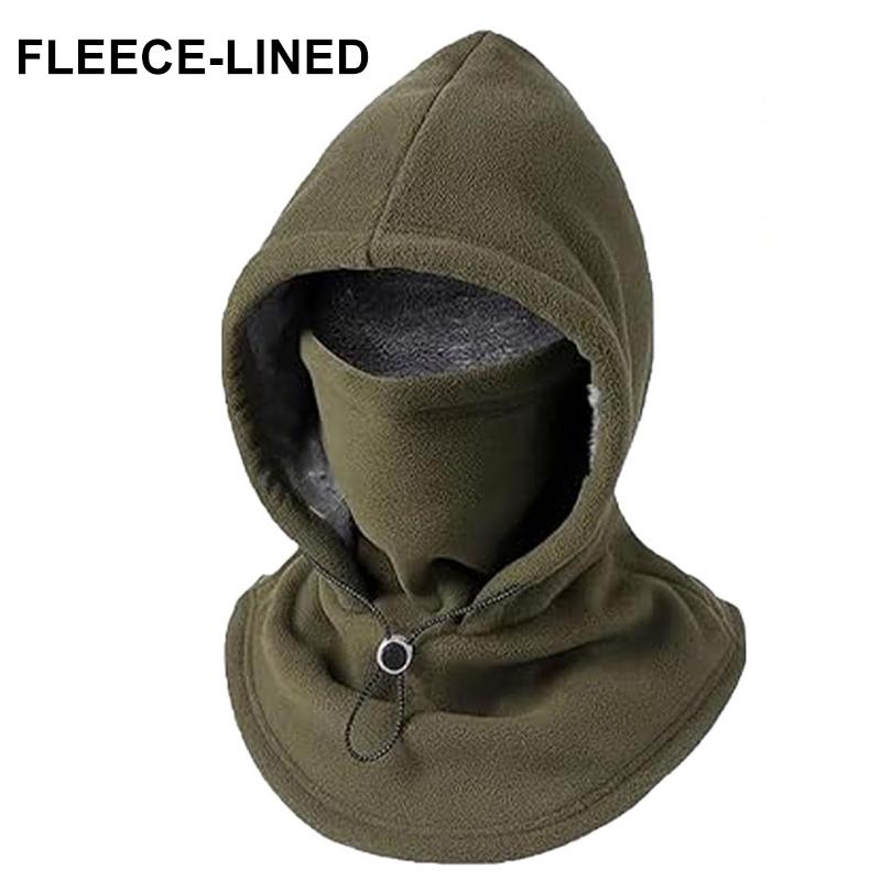 3-i-1 Fleece Dubbellager Integrerad Mössa Vindtät Varm Vinter Flanell Varm Maskmössa Balaklava Huva Fodrad med Fleece 360 Full Täckning