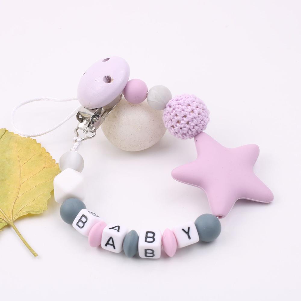 

INS Силиконовая цепочка-держатель для детской пустышки в виде пятиконечной звезды - Защита от падения для товаров для мамы и малыша фиолетовый