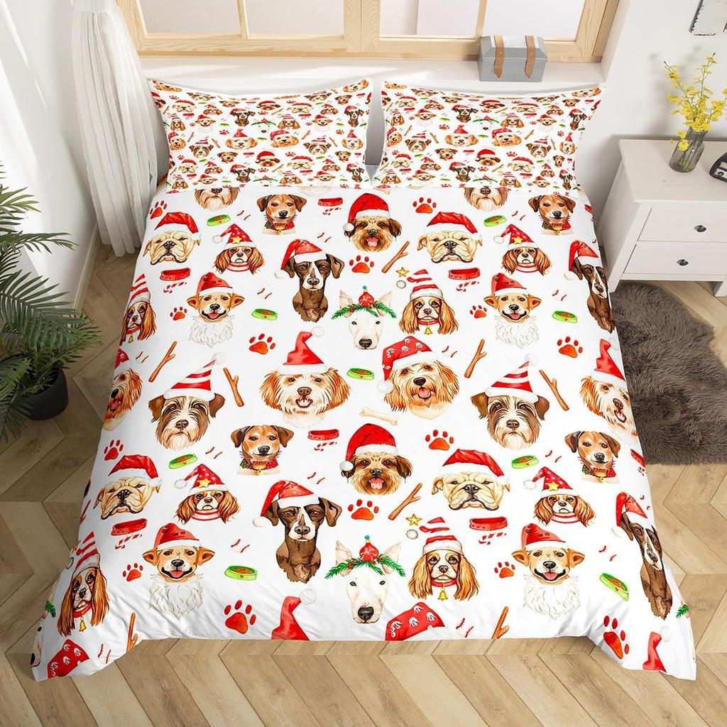 Cartoon Snowman Pink Polka Dots Three-Piece Quilt Cover Digital Printing Bedding Set Bed Cover