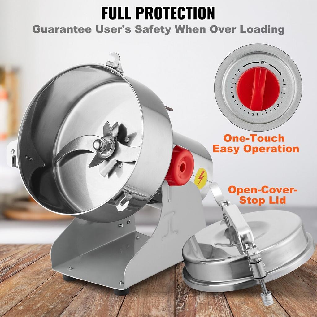 2000g Commercial Spice Grinder Electric Grain Mill Grinder High Speed