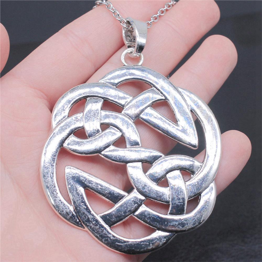 Celtic Symbols Hexagrams Mystical Amulet Pendant Antique Bronze Metal Daughter Collar Necklace Handmade