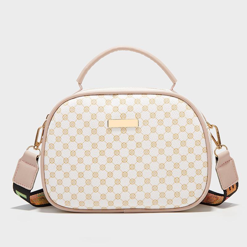 

Women s Bag 2022 New Circle Pattern Decorative Crossbody Handbag With Colorful Straps Camera Shoulder Bag білий