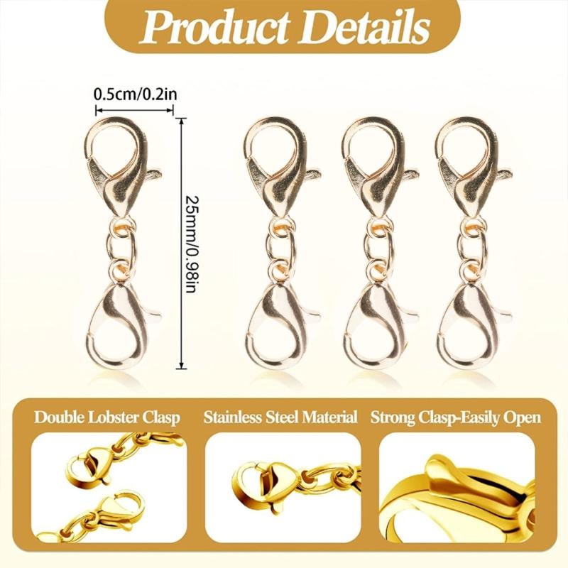 10 τεμάχια Μικρό κούμπωμα βραχιολιών επέκτασης κολιέ βραχιολιών κούμπωμα βραχιόλι κολιέ προέκταση διπλό κούμπωμα αστακού