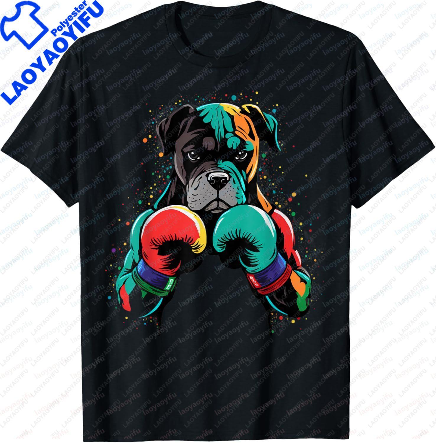 Funny Kickboxing or Boxing Boxer Dog Unisex Women TShirt Unisex Graphic Print on DeUnisexd Tee Tops Camisas Streetwear S