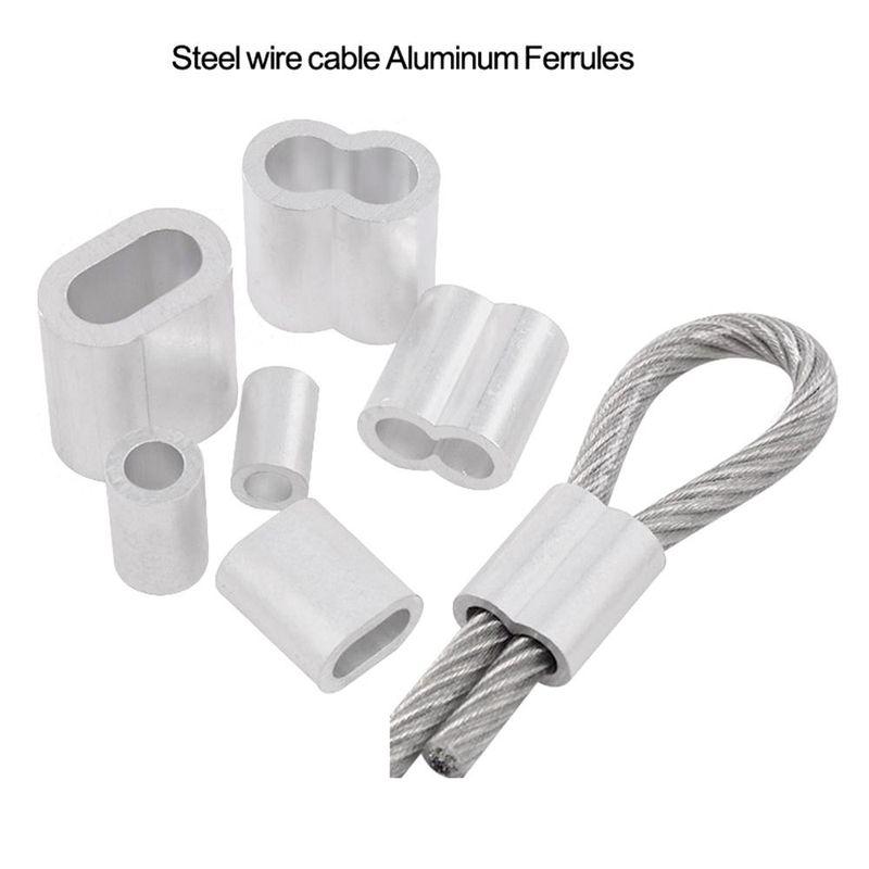 10-50Pcs 8-Shape M1 to M12 Crimp Sleeve Double Hole Fixing Clip Cable Clip Aluminum Hardware Wire Ferrules Steel Wire Rope