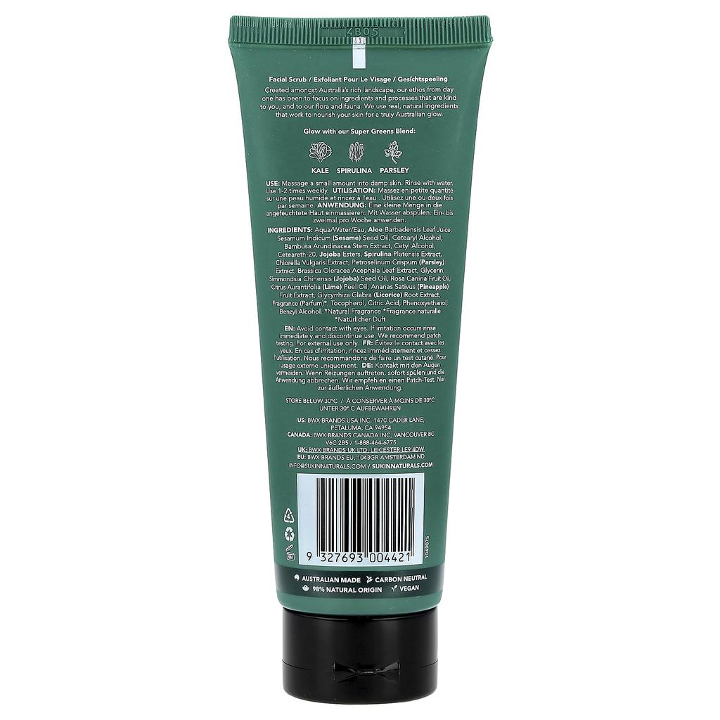 Super Green, Detoxifying Facial Scrub, Normal to Dry Skin Type, 125 Ml (4.23 Fl Oz)