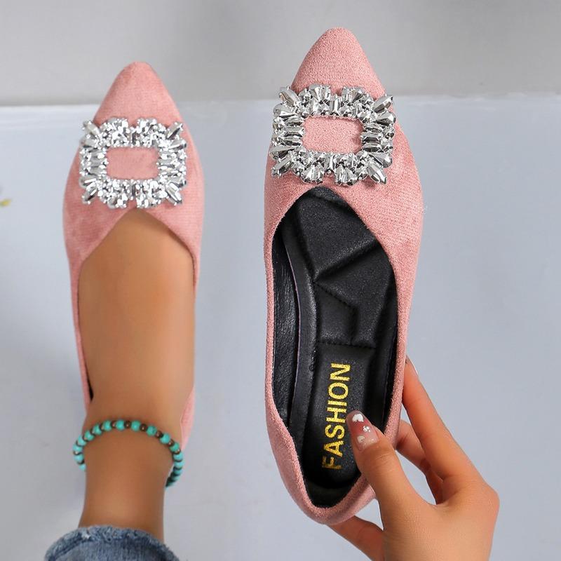 

Остроносые туфли-лодочки с плоской подошвой и неглубоким вырезом женские летние новые свадебные туфли со стразами удобные черные универсальные рабочие туфли 43 розовый