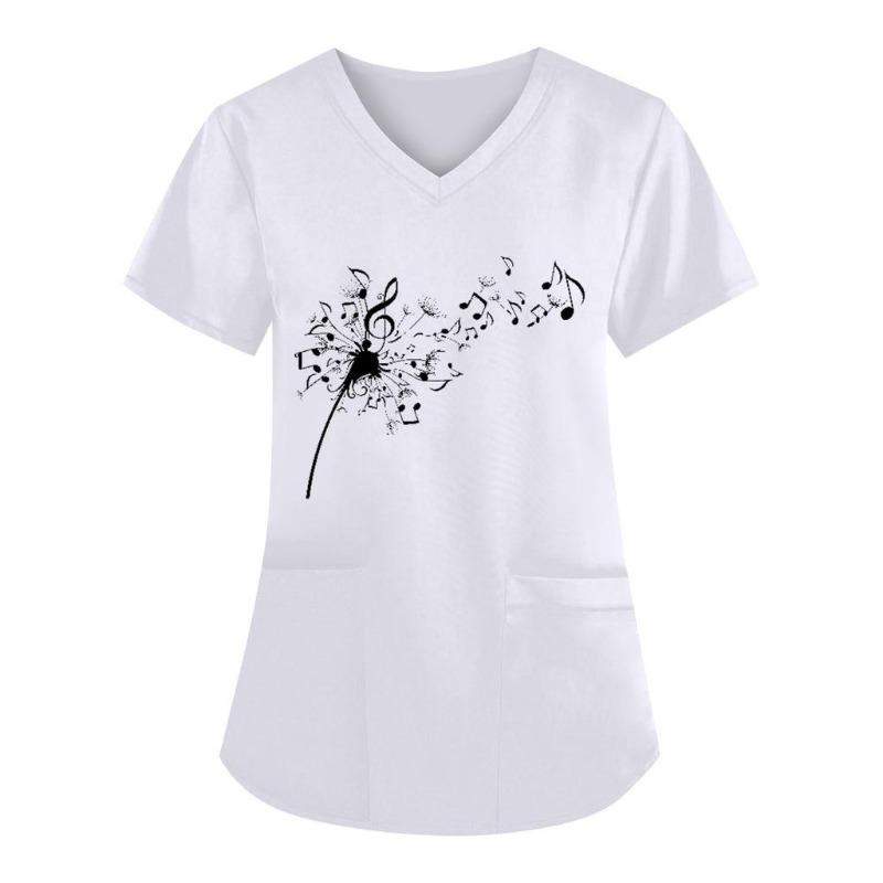 Plus Size Women's Fashion V-neck Short Sleeve Workwear with Pockets 3D Printed Tops