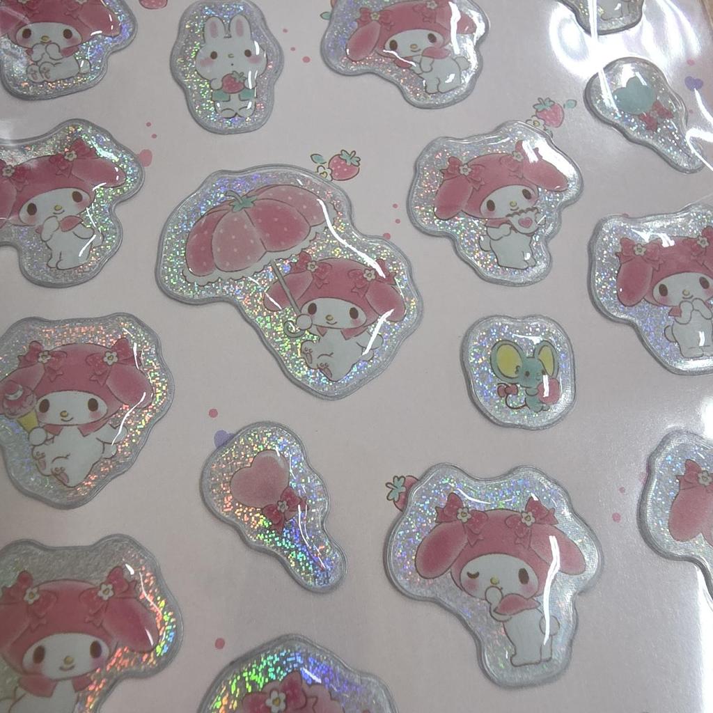 Sanrio Japan Exclusive 3D Puffy Glitter Sticker Sheet – Hello Kitty / My Melody / Cinnamoroll / Kuromi / Sanrio Characters (5 Options)