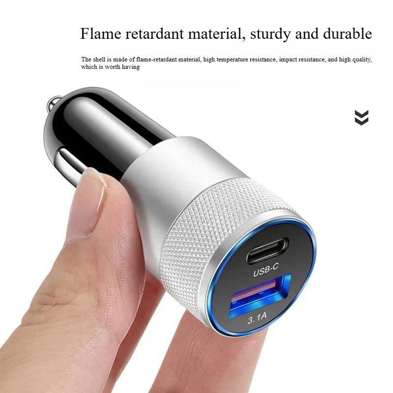 Mini Metal Car Charger 15W Fast Charging Intelligent USB+PD Interface for Vehicles Car USB Adapter Fast Super Car Charger