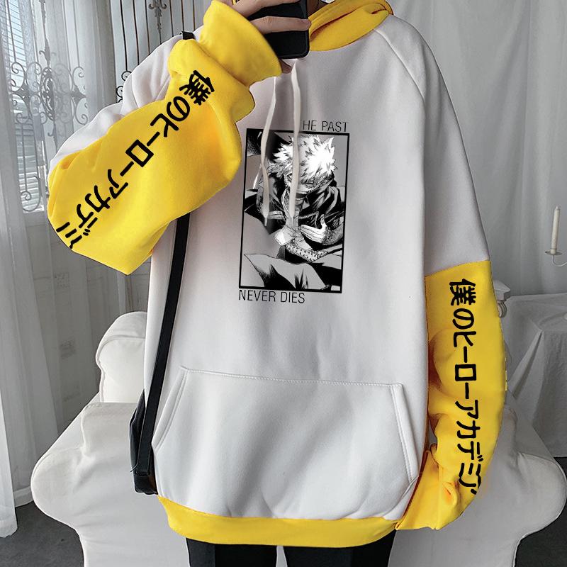 

Модные японские аниме My Hero Academia, большие толстовки с капюшоном для мужчин и женщин Harajuku Dabi/THE PAST NEVER NEVER DIES, лоскутная толстовка с принтом 4XL белый