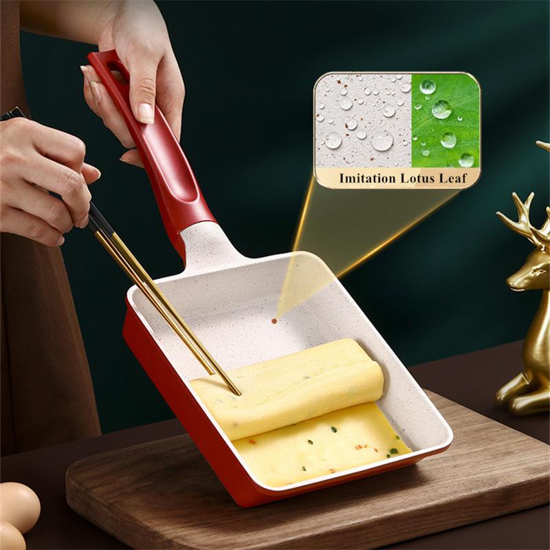 Patelnia do omletów kuchennych Mini patelnia do rondla Tamagoyaki z powłoką zapobiegającą przywieraniu Prostokątna patelnia do smażenia Domowe zachodnie śniadaniowe garnki do gotowania na wszystkie kuchenki