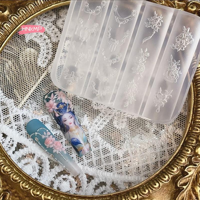 Clear Silicone Nail Flower Chains Carving Bow Mold for DIY Nail Art Stereoscopic Stamping Plate Manicure Tools Nail Decorations