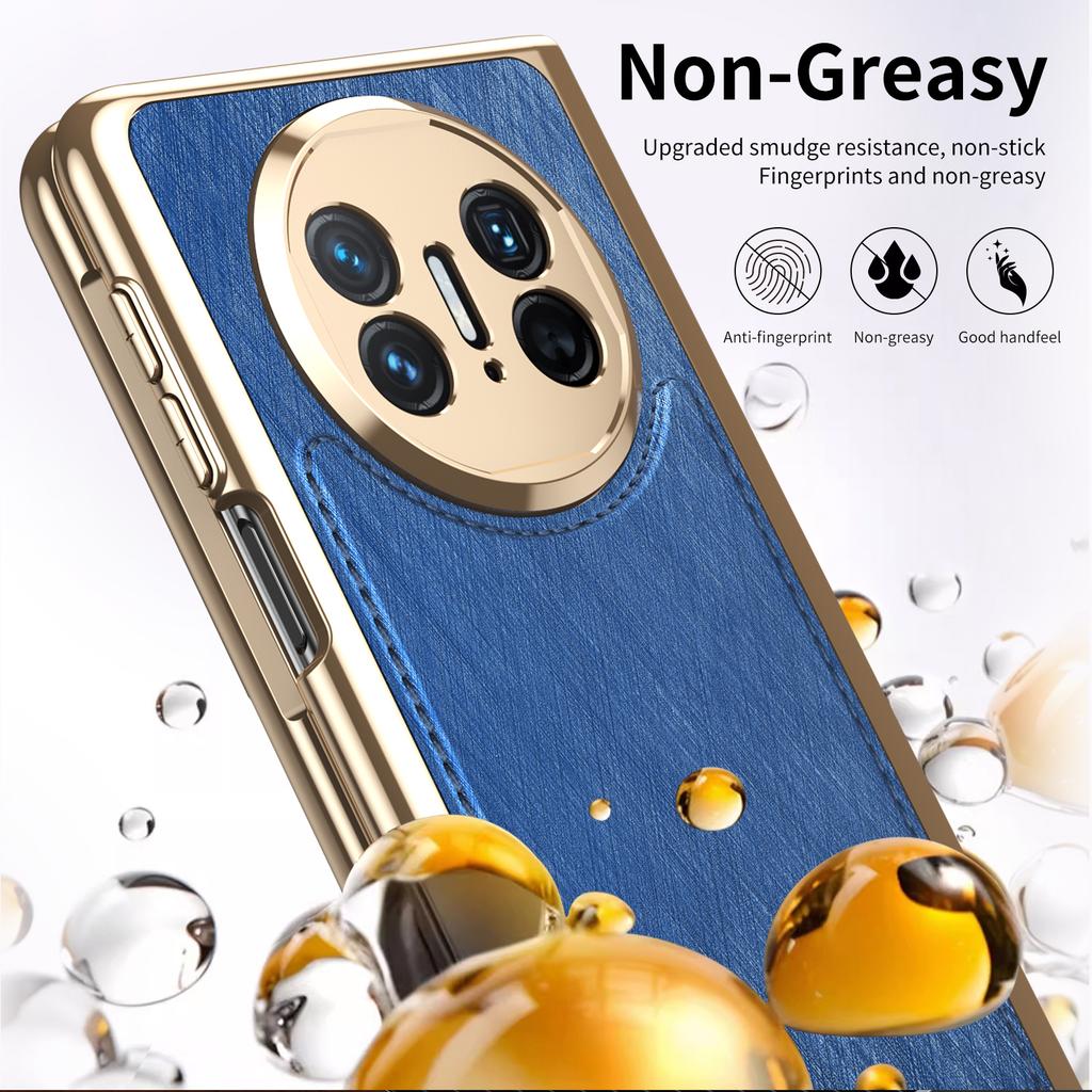 Luxuriöse Goldseiden-Textur Veganes Lederhülle Für Huawei Mate X3 X5 Mit Klarer Hartglas-Displayschutzfolie Galvanisierte Abdeckung