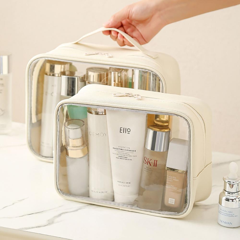 Women's Cosmetic Bag Transparent PVC Waterproof Portable Makeup Organizing Bags Travel Swim Outdoor Toiletry Wash Case
