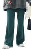 Gold Japan Plus Size Long Elastic Green Women's Pants, Flared, Ribbed, Stretch, Waist, Spring/Summer, Fall/Winter, Maru-6732, 3L,