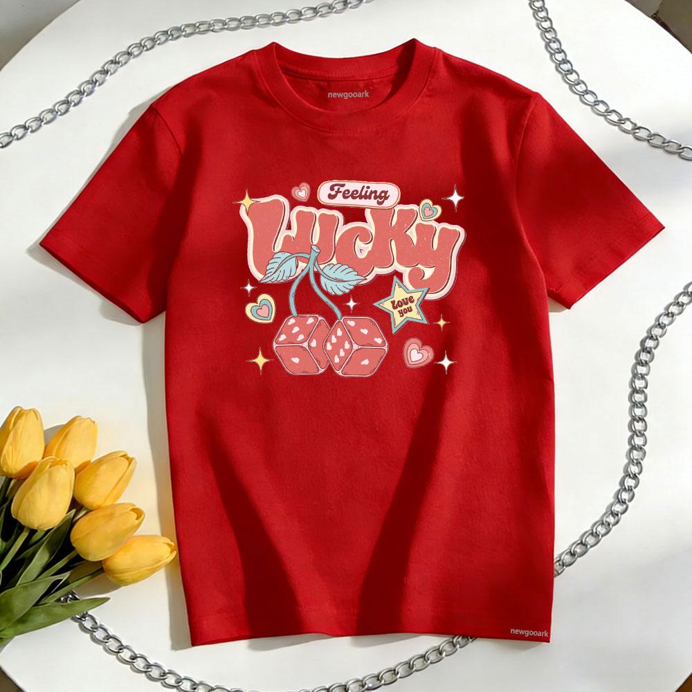 Чувствую удачу Кубики Любовь День святого Валентина Футболка женщина мужчина Повседневная хлопковая графическая футболка С круглым вырезом Взрослый пара Короткий рукав S