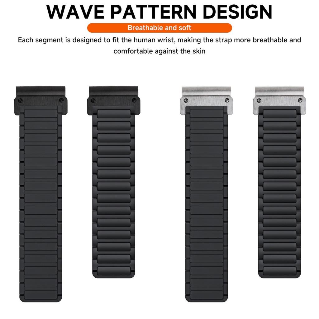 20mm Magnetisches Silikon-Schnellwechselarmband für Garmin Fenix 8 43mm/Descent MK3/MK3i Zweifarbiges Uhrenarmband