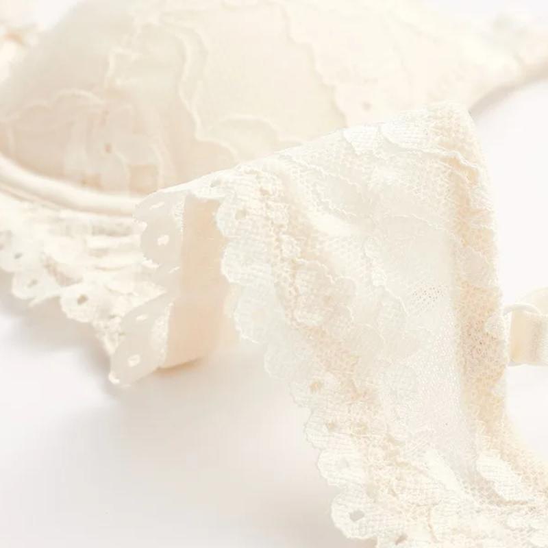New Women Lace Flowers Embroidery Lingerie Set Sexy Hollow Thin Cup Push Up Bra Summer Comfort Underwear Adjustable Strap Bras