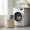 Foldable Cotton Linen Laundry Basket with Wooden Handles Waterproof Lining for Home Bedroom Bathroom Storage
