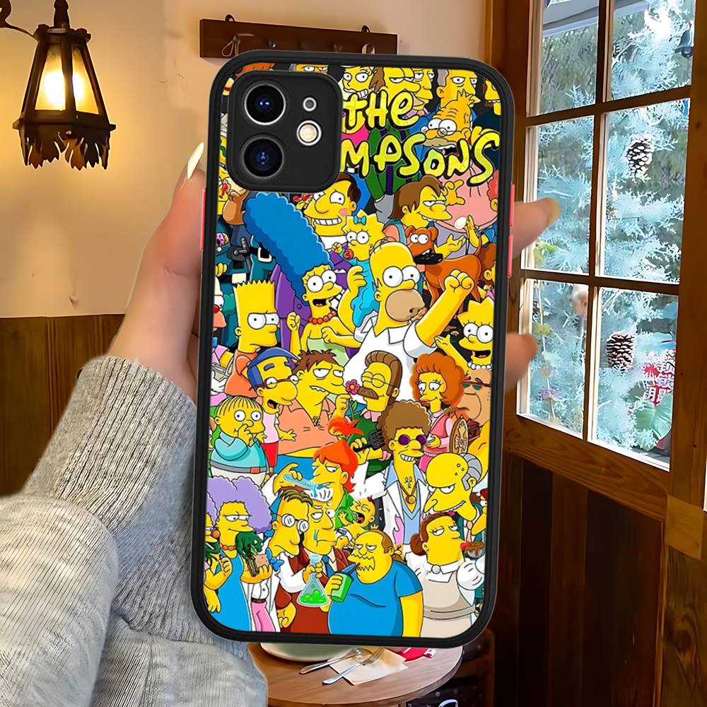 Funny Cartoon S-Simpsons Phone Case For IPhone 16 15 14 Plus 15 13 12 11 Pro Max X XS MAX Matte Cover