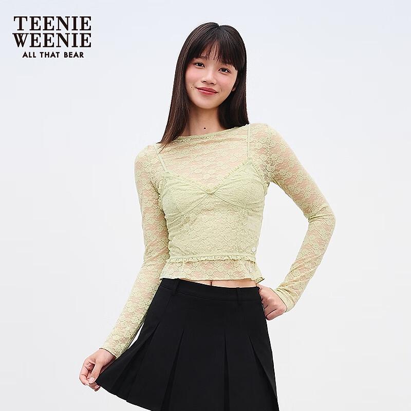 Teenie Weeniebearnova Women s Lightweight Lace Round Neck Base Layer Shirt M