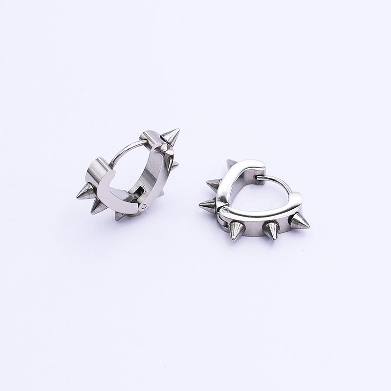 

Punk Stainless Steel Heart Spike Rivet Ear Cuff Hip Hop Trendy Earrings for Women and Men