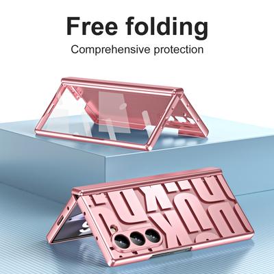 For Samsung Galaxy Z Fold6 5G Case Electroplating PC Phone Cover with Tempered Glass Film