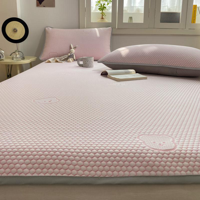 Summer Natural Latex Cooling Pad Mat Cool Cartoon Bear Printing Silk pad Foldable Sheet Air Conditioning Soft Pad Home Textile