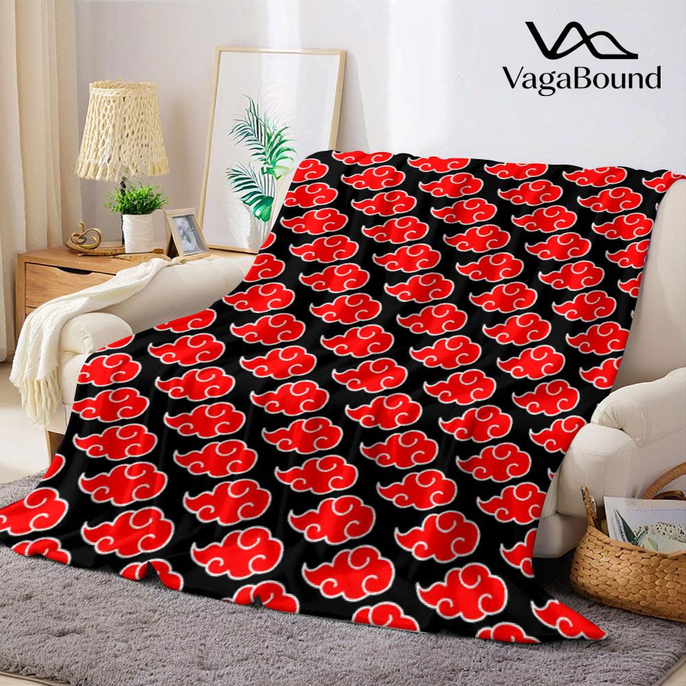 Anime Red Cloud Ditsy Flannel Blanket Warm Soft Halloween Christmas Couch Warm Cozy Decorative Decor Gift for All Season