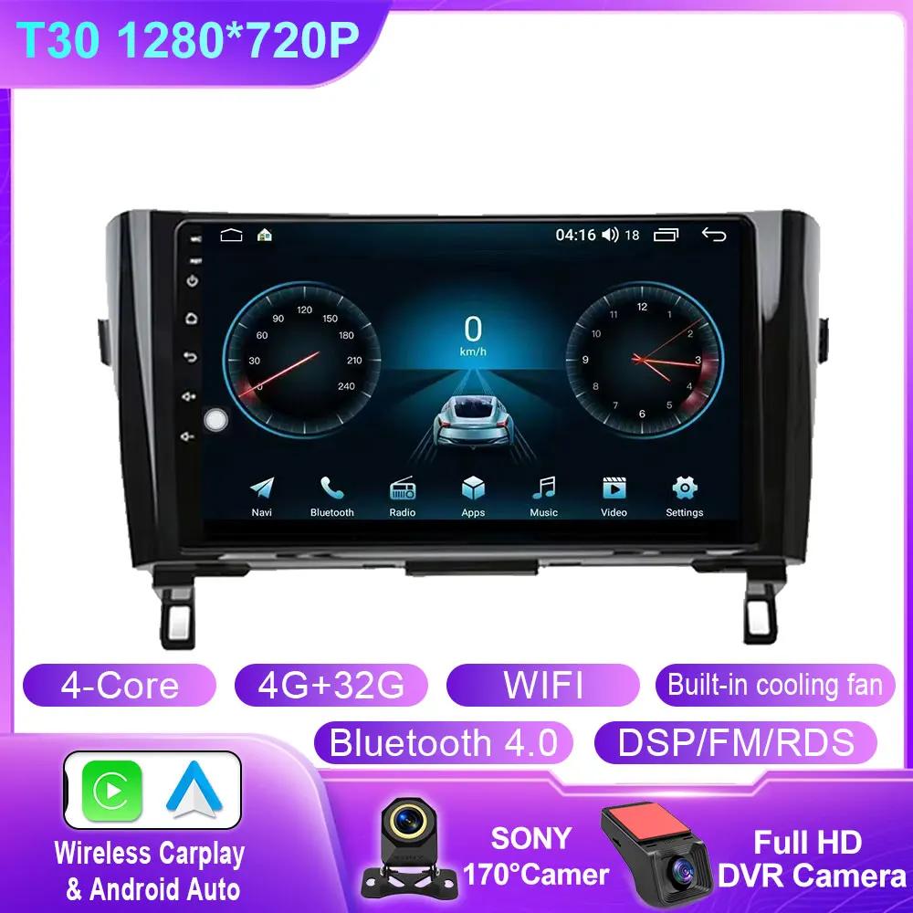 Android 14 Wireless CarPlay Auto Radio For Nissan Qashqai J11 X-Trail 3 T32 2013-2017 Car Multimedia Player GPS Stereo DSP WIFI