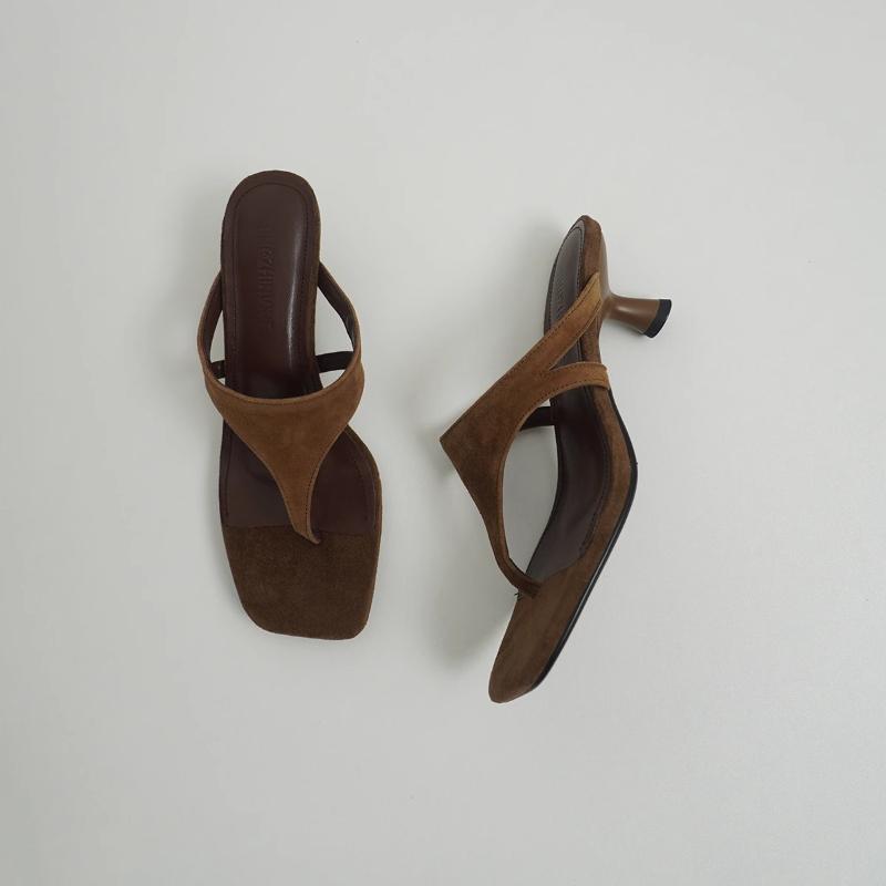 Fashion French Stylish and Elegant High Heel Slippers Summer New Open Toe Comfortable Thin High Heels Sandals Casual Outdoor Party Shoes