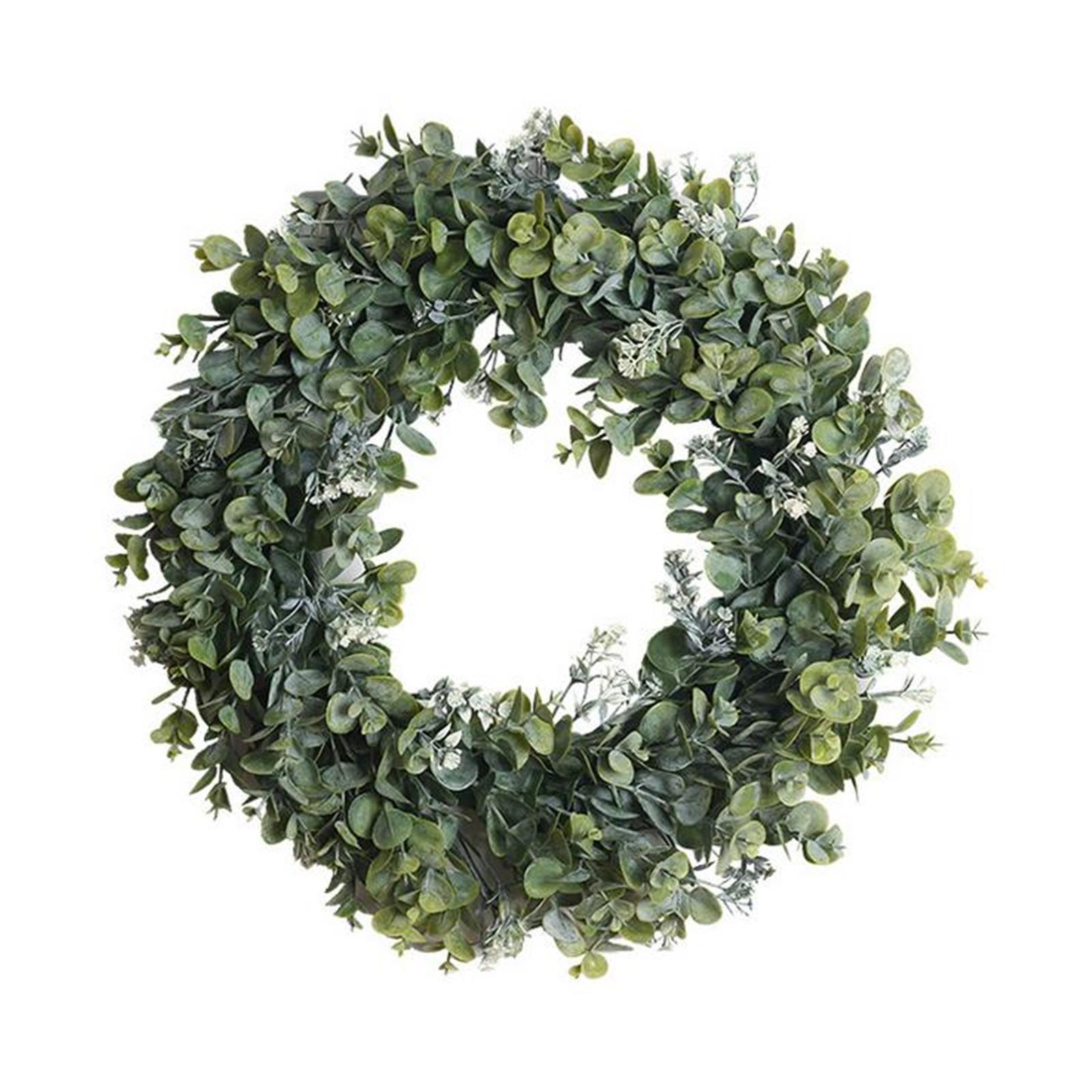 45cm Artificial Eucalyptus Wreath Simulation Green Leaves Wreaths Outdoor Garland Door Wall Hanging Ornaments Home Decor verde