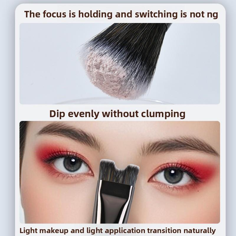 HOT Sale 1PCS Double-headed U-shaped Nose Shadow Loose Powder Brush Double-headed Portable Highlight Brush Foundation Concealer Makeup Tool