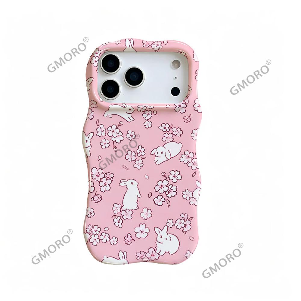 Korean Cute Rabbit Strawberry Floral Mobile Phone Case iP15pm Fashion Women's Wave Double-layer Film Shell Apple 17