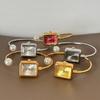 Square Dial Pearl Bracelet Watch Open Bracelet Female Wristwatch Fashion Quartz Watch  Women